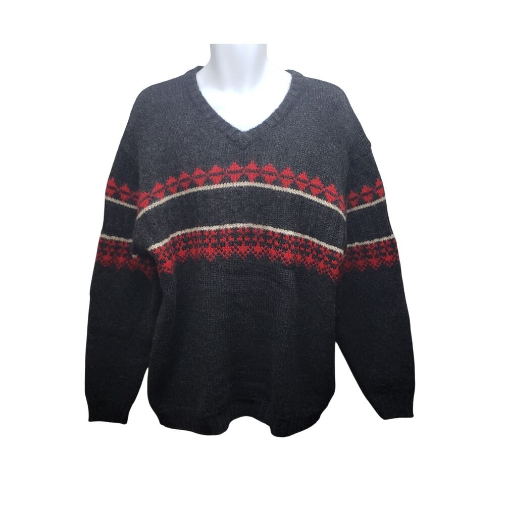 Vintage Structure Shetland Wool Sweater Men XL Nordic Fair Isle Icelandic Knit